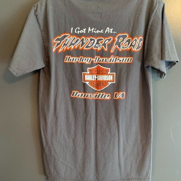 Hanes Harley-Davidson Gray & Orange Short Sleeve T-Shirt Danville, VA Size Small - Picture 2 of 5